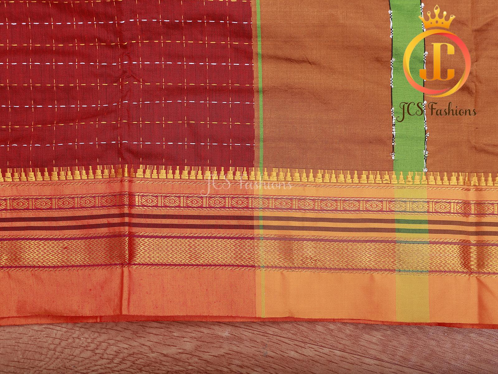 Red Ilkal Soft Cotton Silk Saree With Running Blouse SAREE JCS Fashions