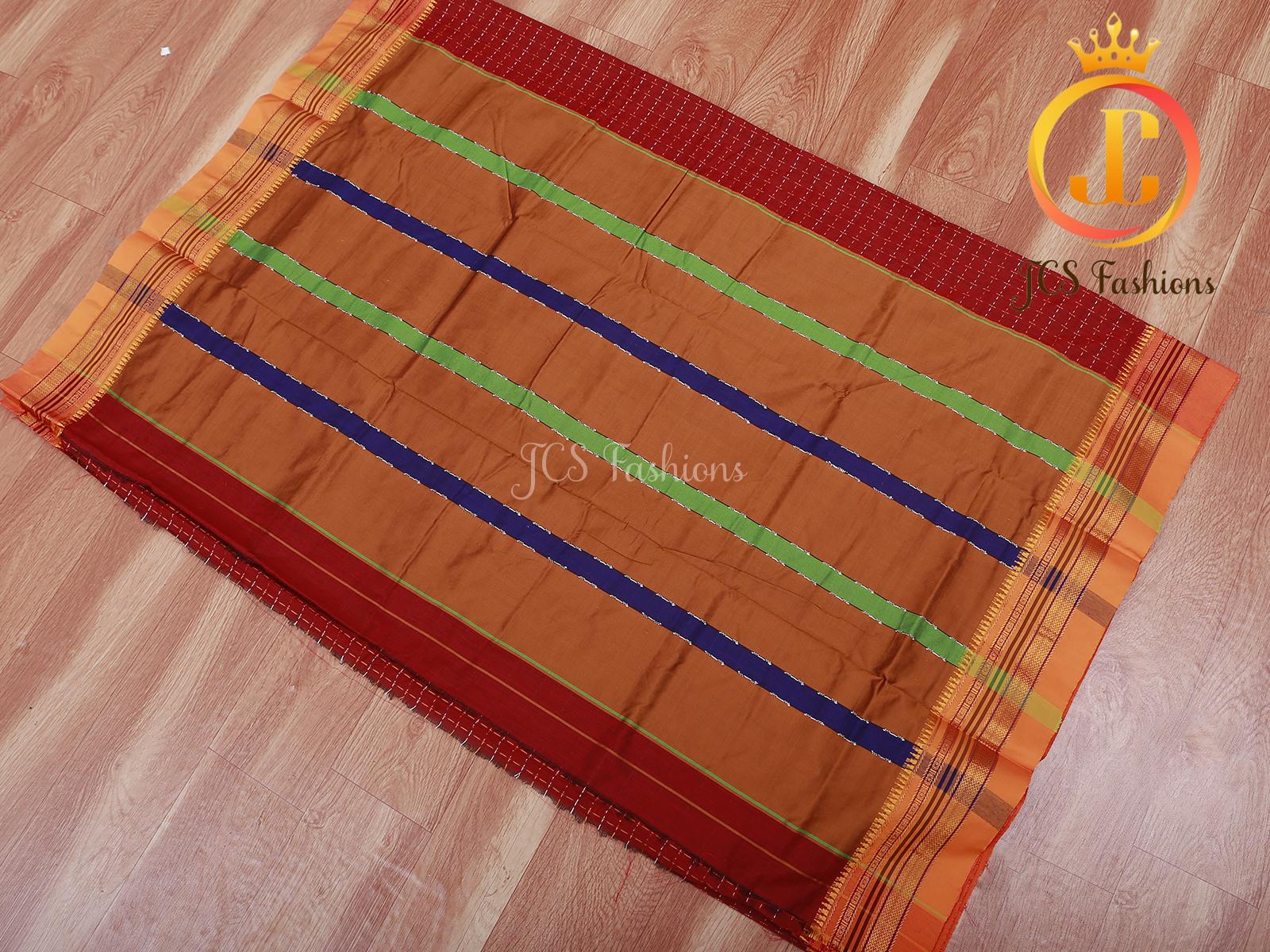 Red Ilkal Soft Cotton Silk Saree With Running Blouse SAREE JCS Fashions