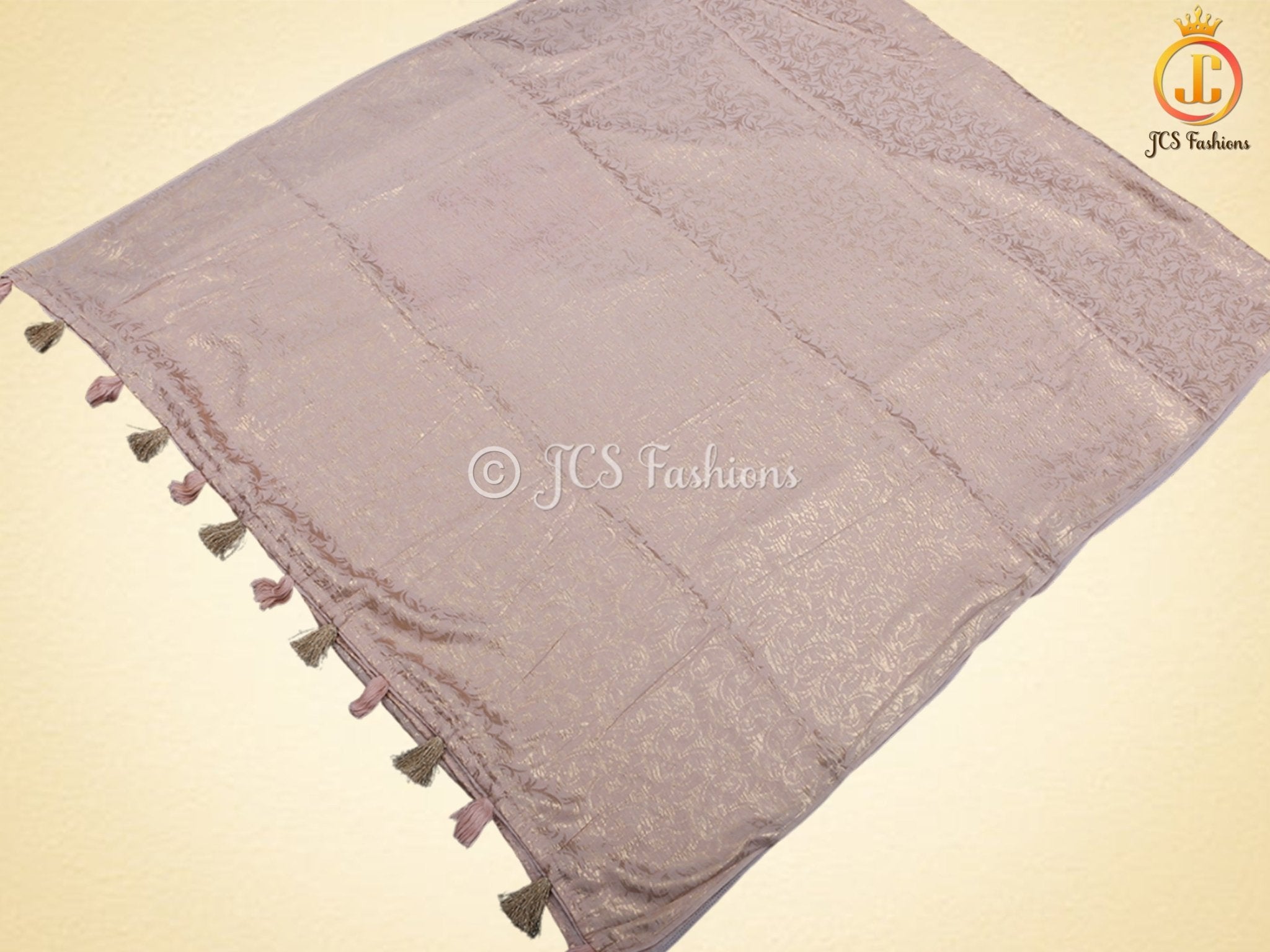 Retro-Type Peach Banarasi Crape Soft Silk Saree With Blouse SAREE JCS Fashions
