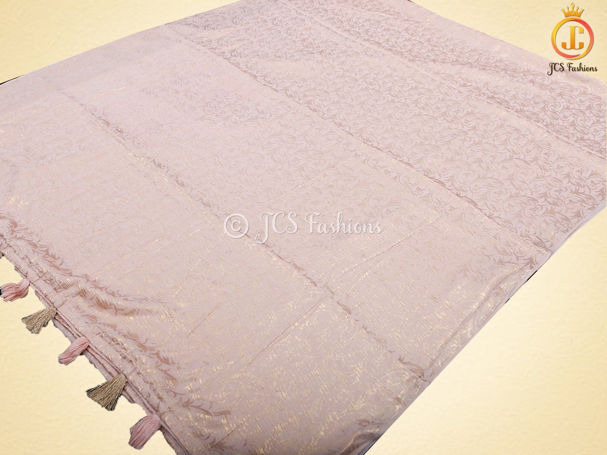 Retro-Type Peach Banarasi Crape Soft Silk Saree With Blouse SAREE JCS Fashions