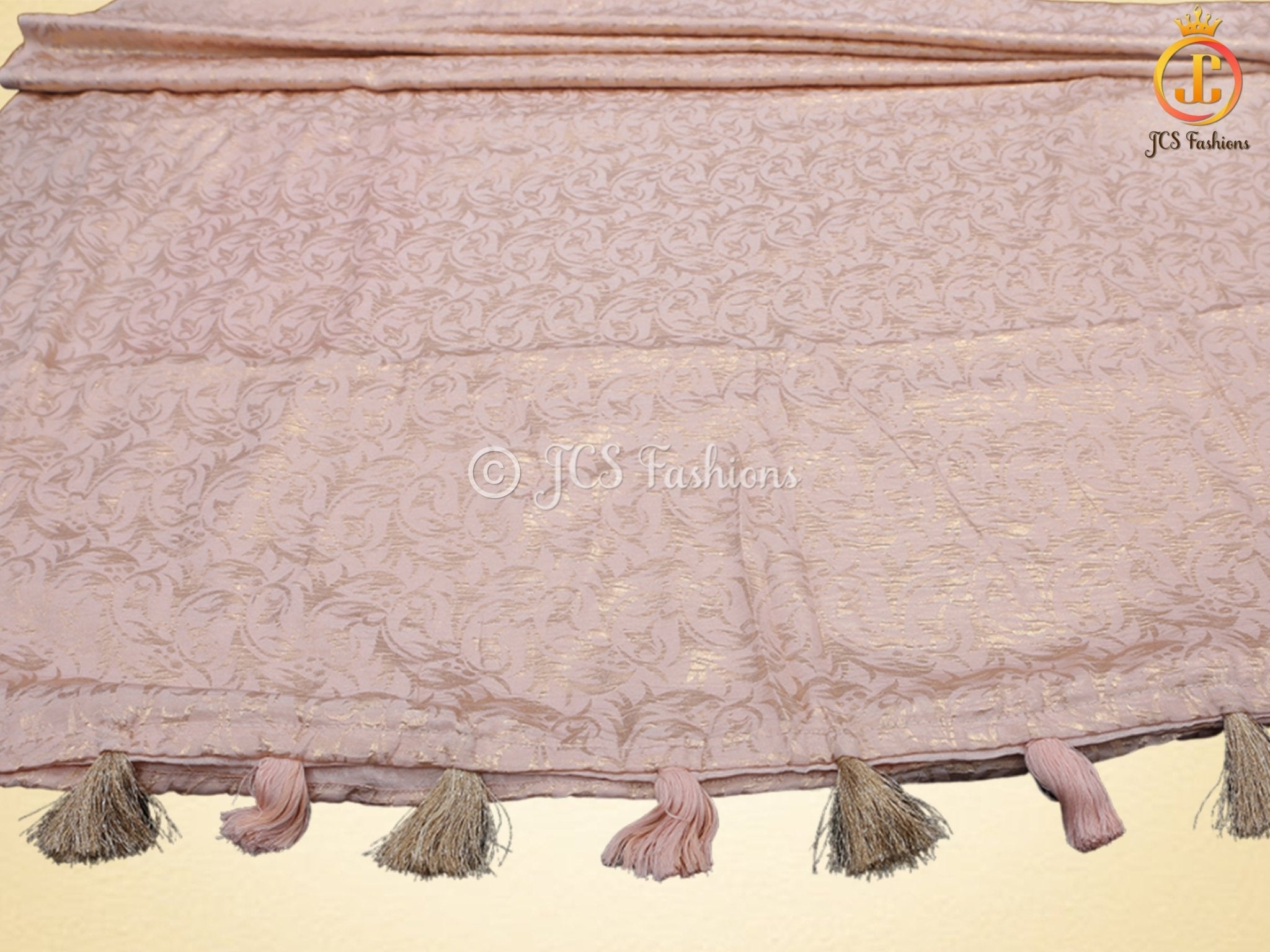 Retro-Type Peach Banarasi Crape Soft Silk Saree With Blouse SAREE JCS Fashions