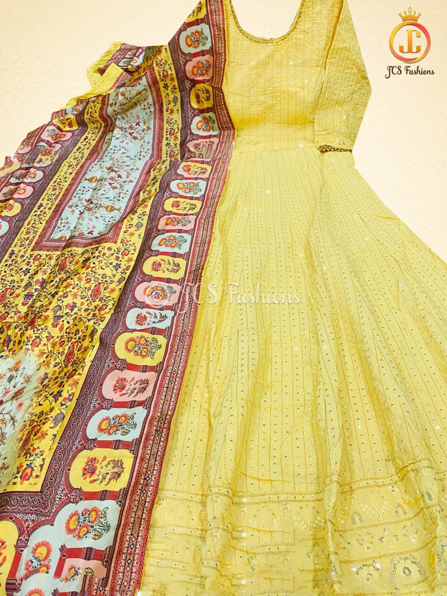Rich Pastel Color Anarkali Gown With Banarasi Silk Dupatta KURTI JCS Fashions