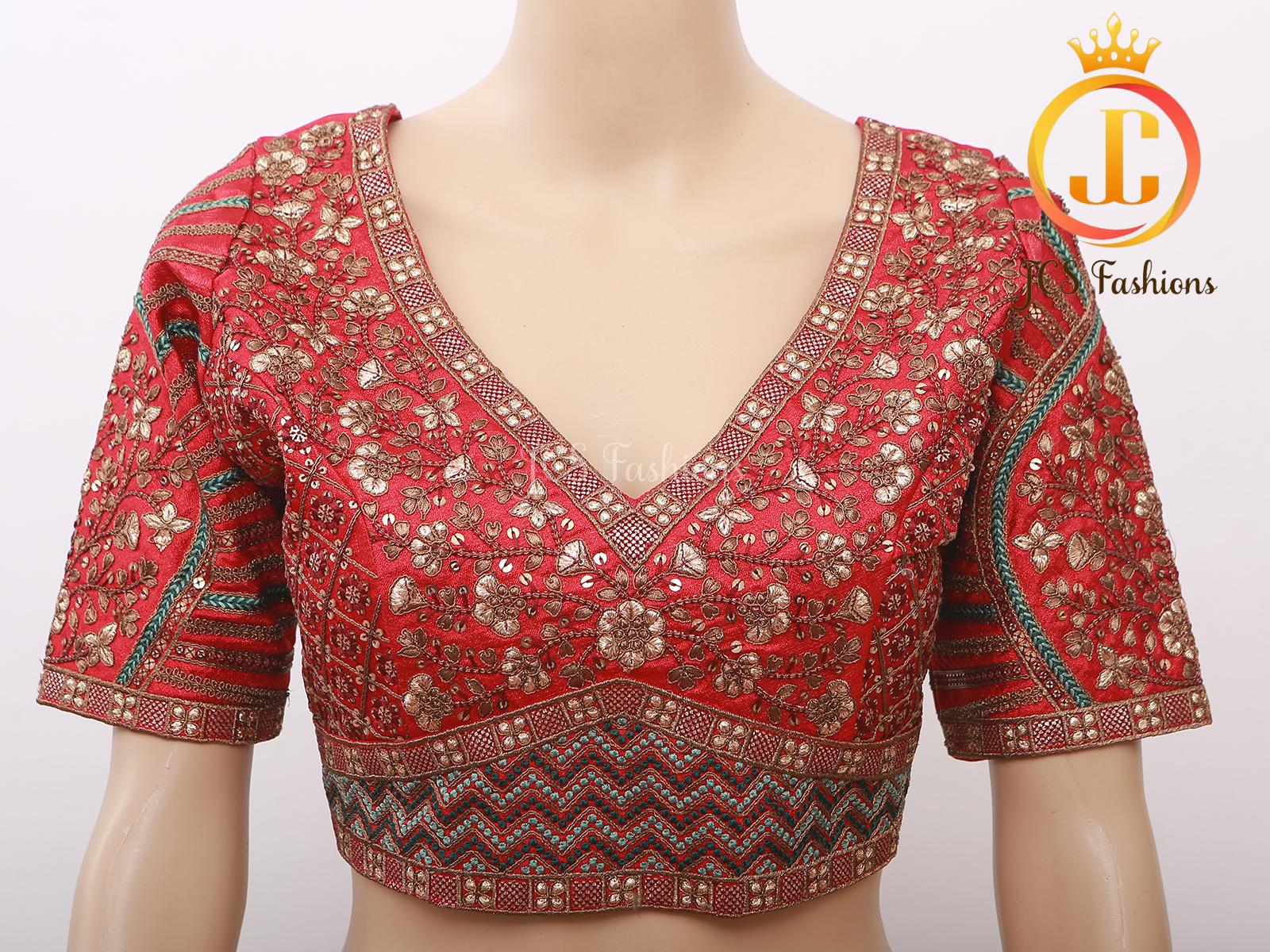 Sabyasachi Style Blouse with Copper Zari & Heavy Embroidery Work Blouse JCS Fashions Maroon 42