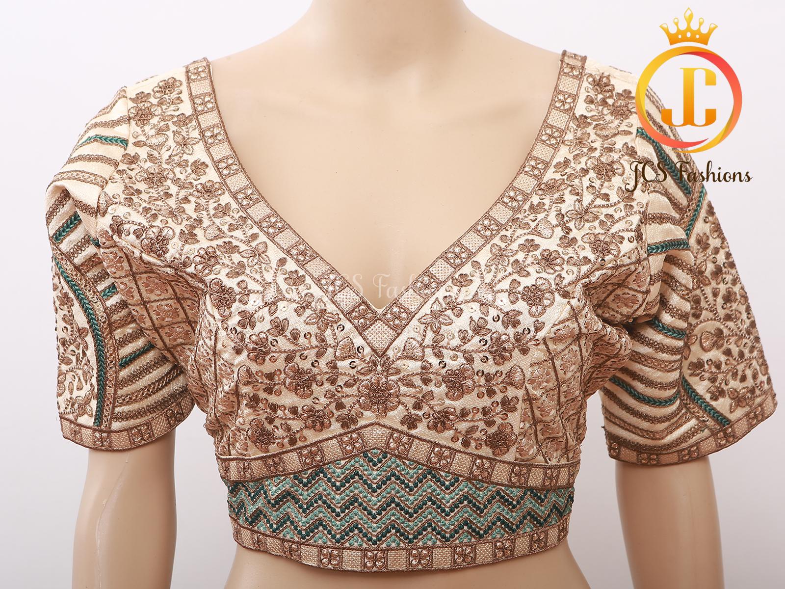 Sabyasachi Style Blouse with Copper Zari & Heavy Embroidery Work Blouse JCS Fashions Cream 42
