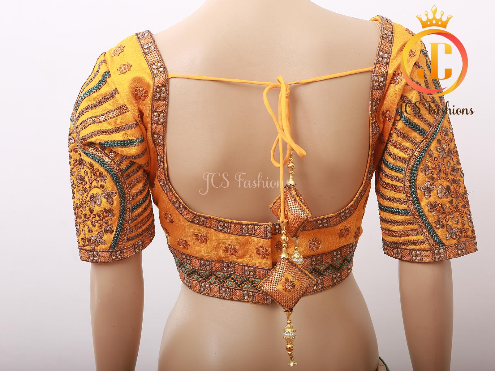 Sabyasachi Style Copper Zari Beautiful Heavy Embroidery Work Blouse Blouse JCS Fashions