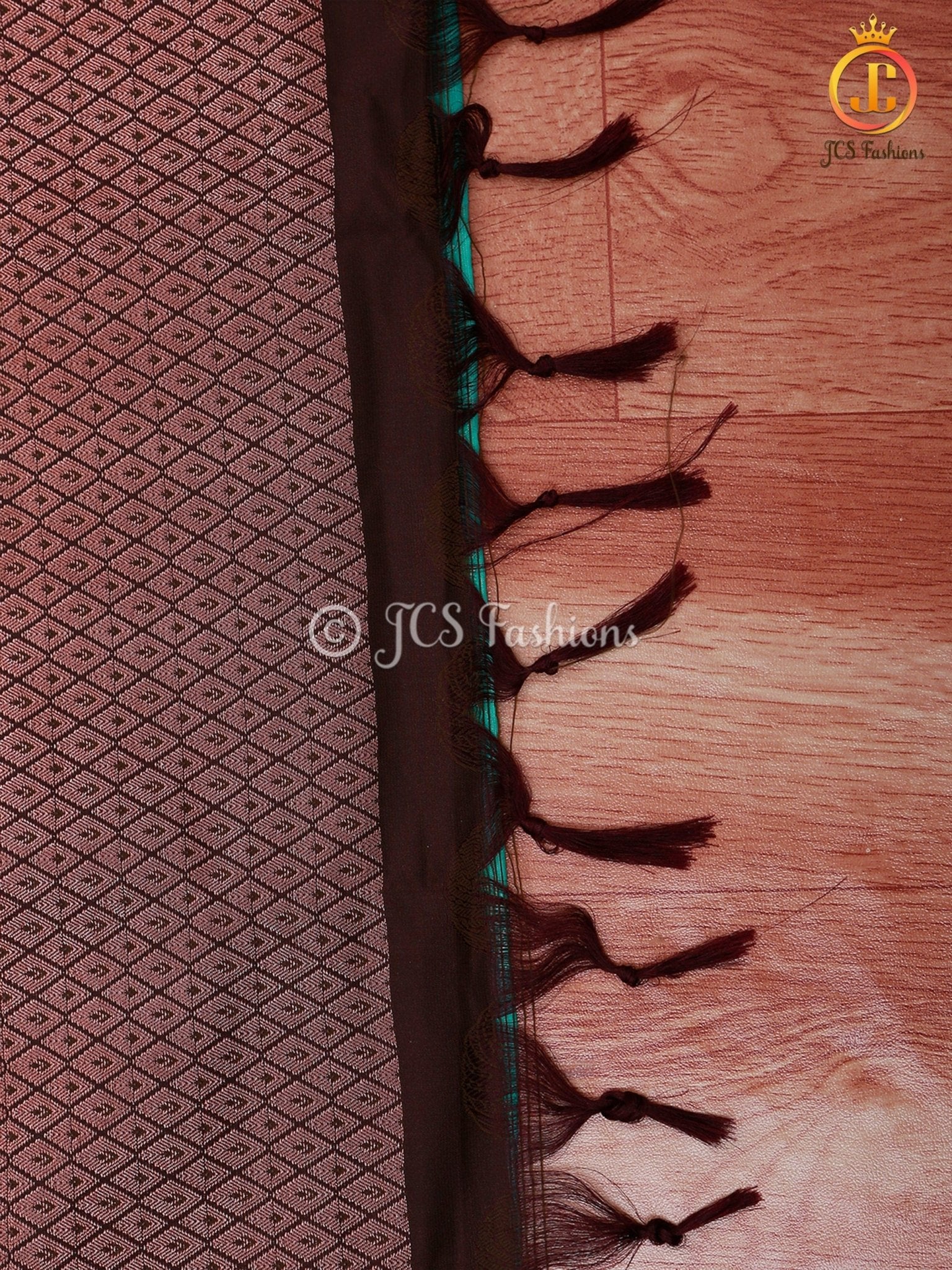 Semi Silk Border Less Saree With Fully Stitched Blouse, Copper Zari SAREE JCS Fashions