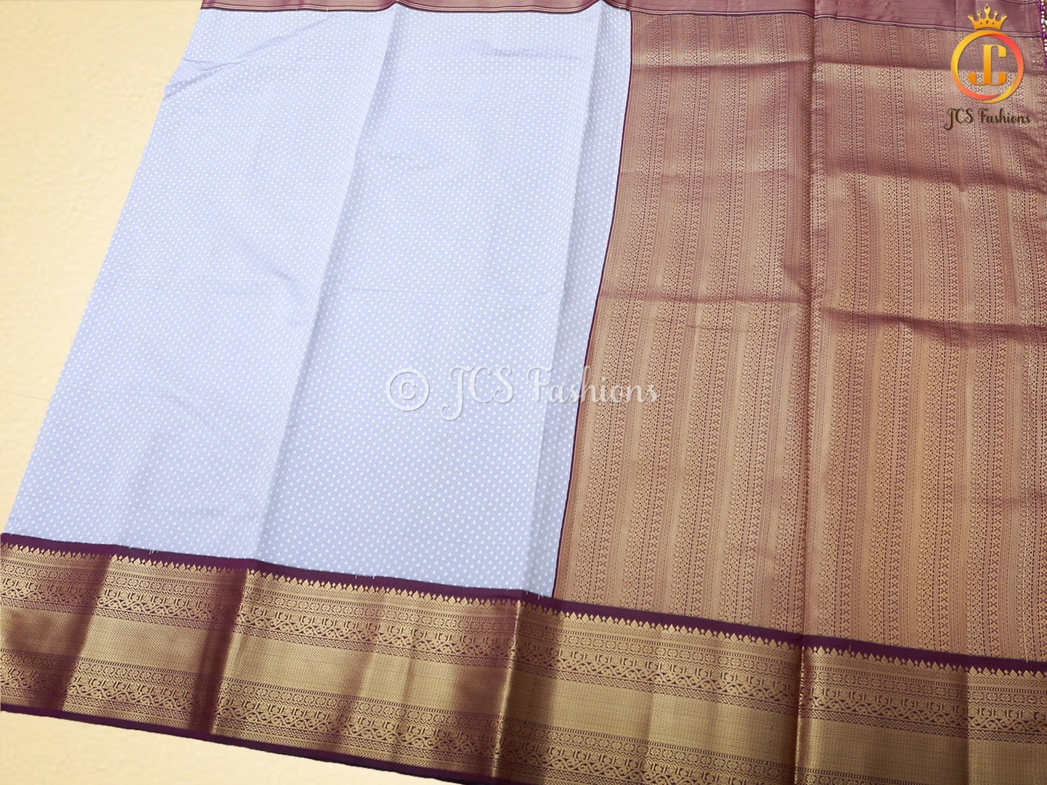 Semi-Silk Saree with Korvai pattern and Maggam Work Blouse SAREE JCS Fashions
