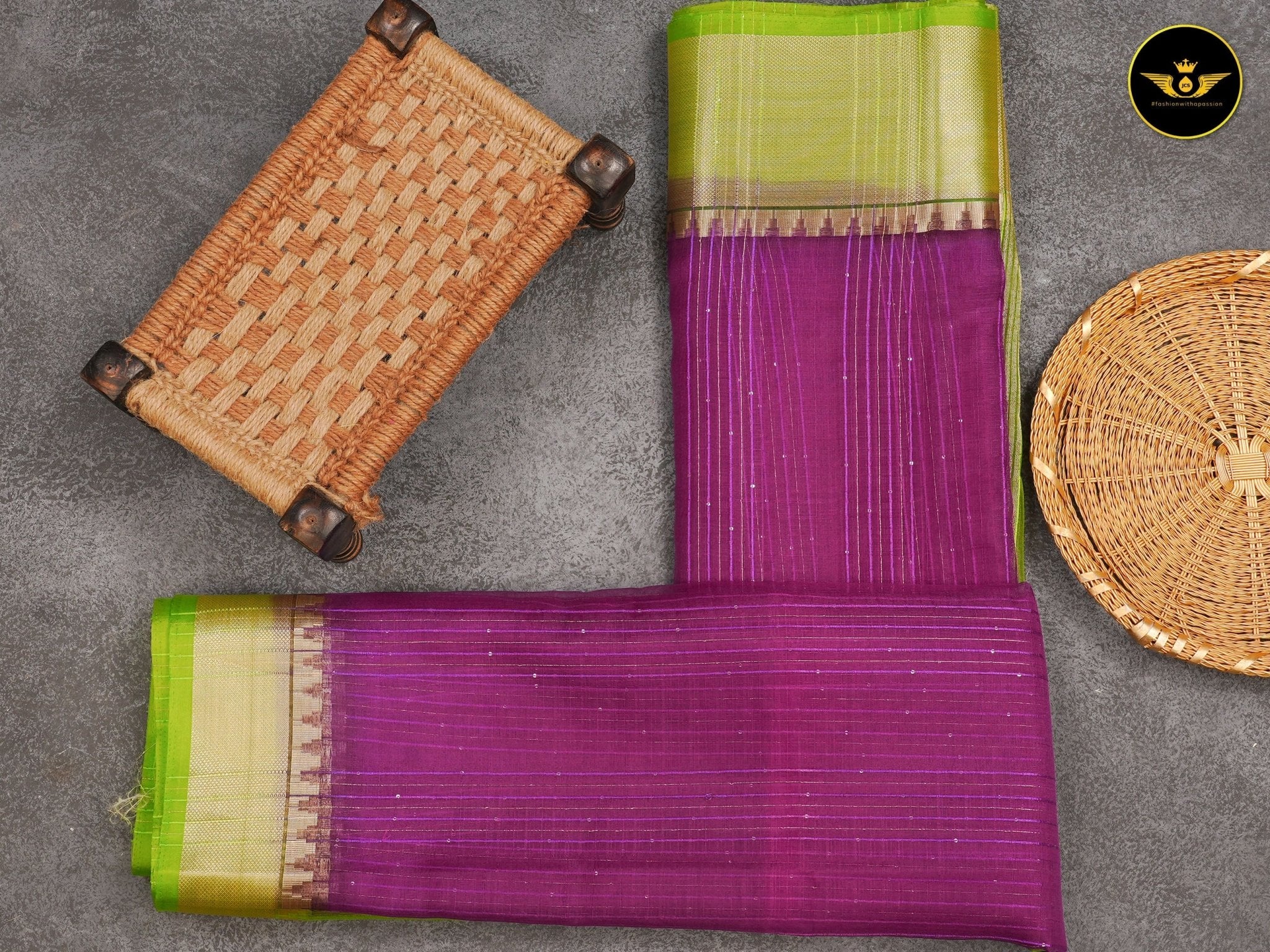 Soft And Lightweight Khadi Kora Saree With Contrast Blouse SAREE JCS Fashions