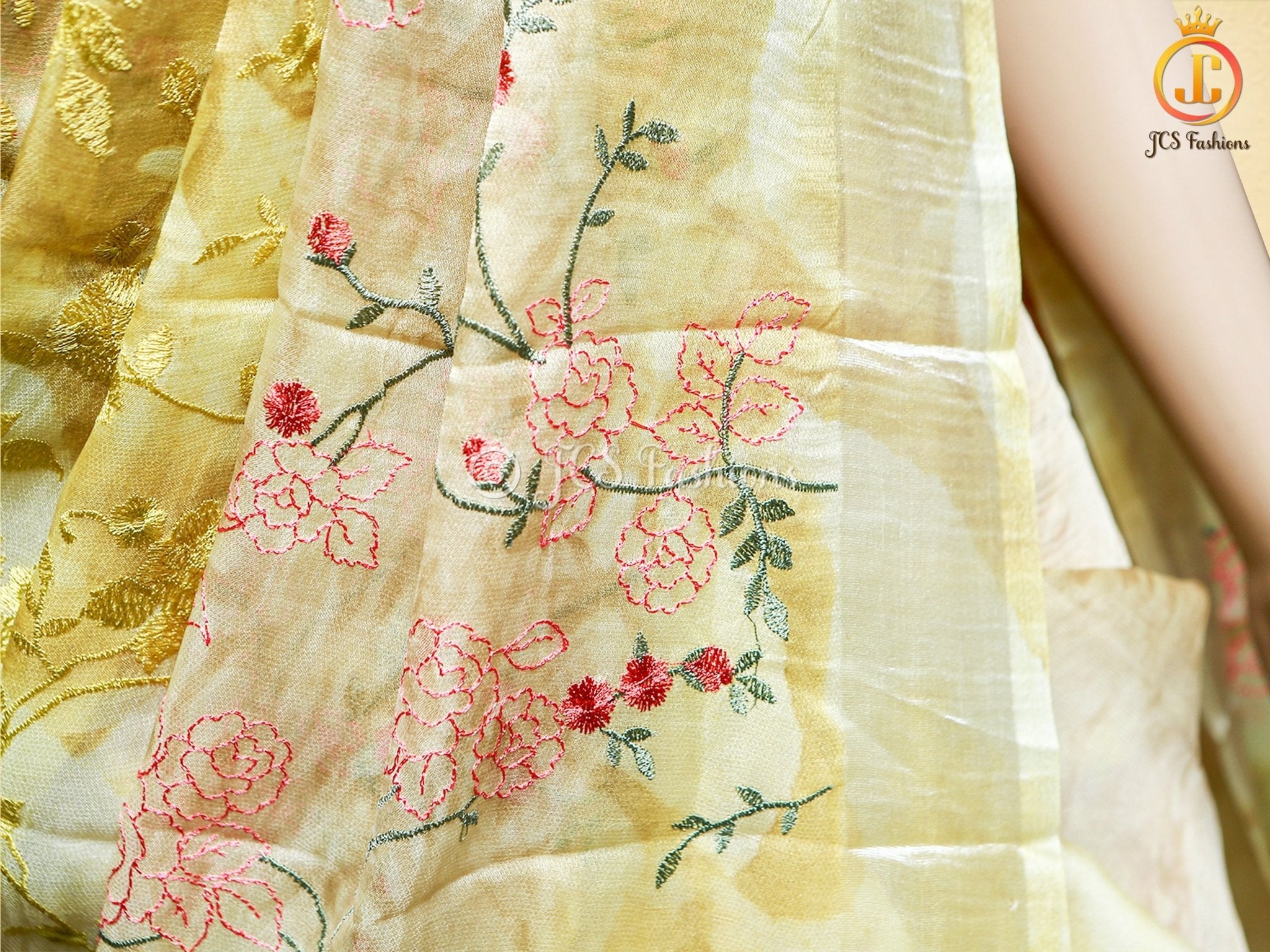 Soft Organza Saree With embroidery and zari work, Fully stitched blouse SAREE JCS Fashions