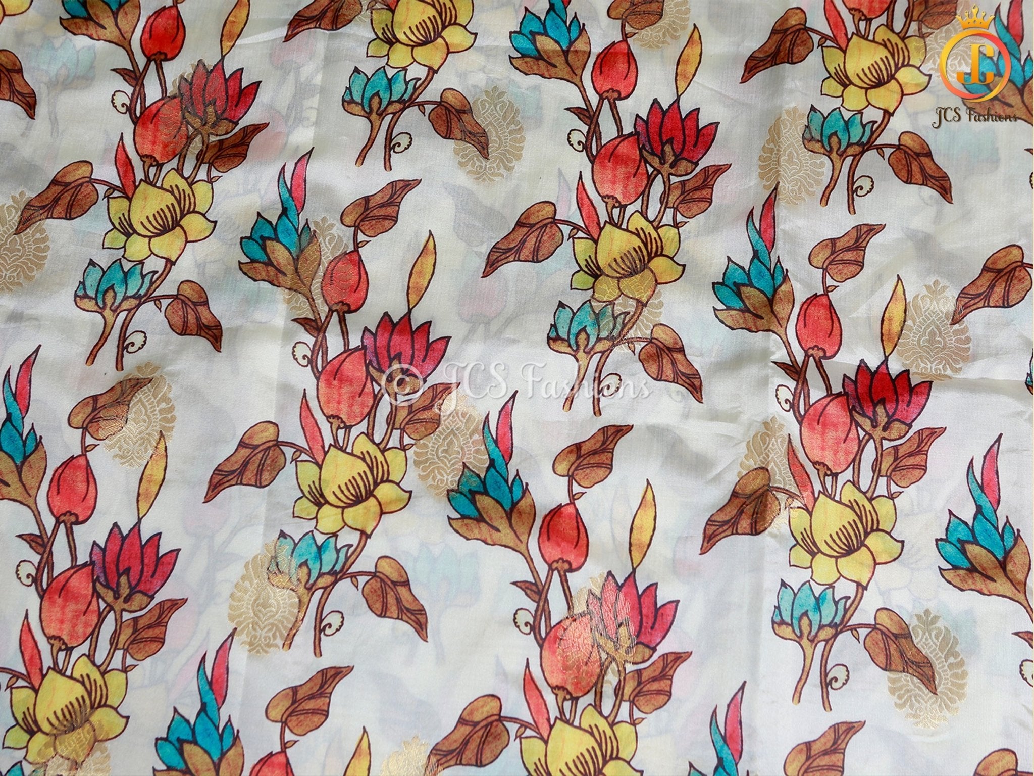 Soft Silk Kalamkari Pattu Saree, Paithani border, Ready to wear blouse, - JCS Fashions