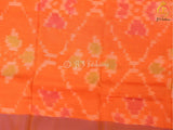 Soft Silk Pochampalli ikkat Saree With Contrast Pallu And Contrast Blouse SAREE JCS Fashions
