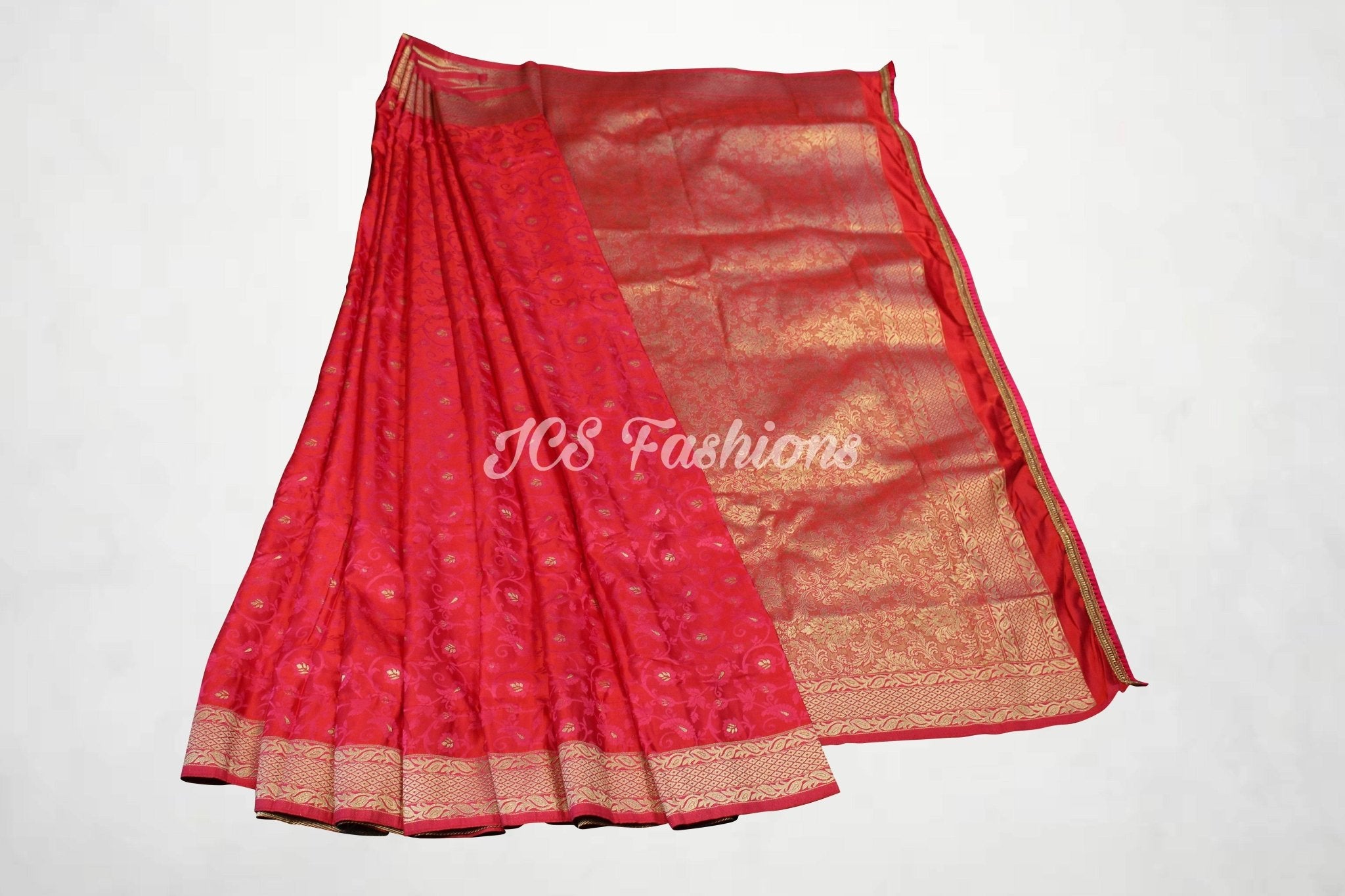 Soft Silk Saree, Fully Stitched Maggam Work Blouse Saree JCS Fashions