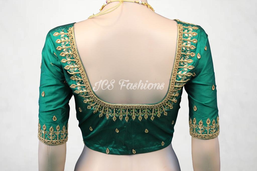 Soft Silk Saree, Fully Stitched Maggam Work Blouse Saree JCS Fashions