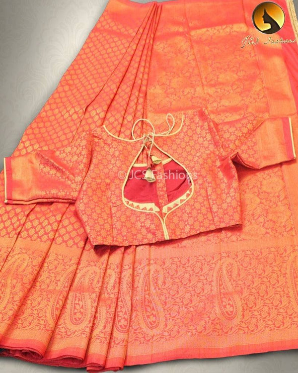 Soft Silk Saree With Zari woven border and pallu Saree JCS Fashions