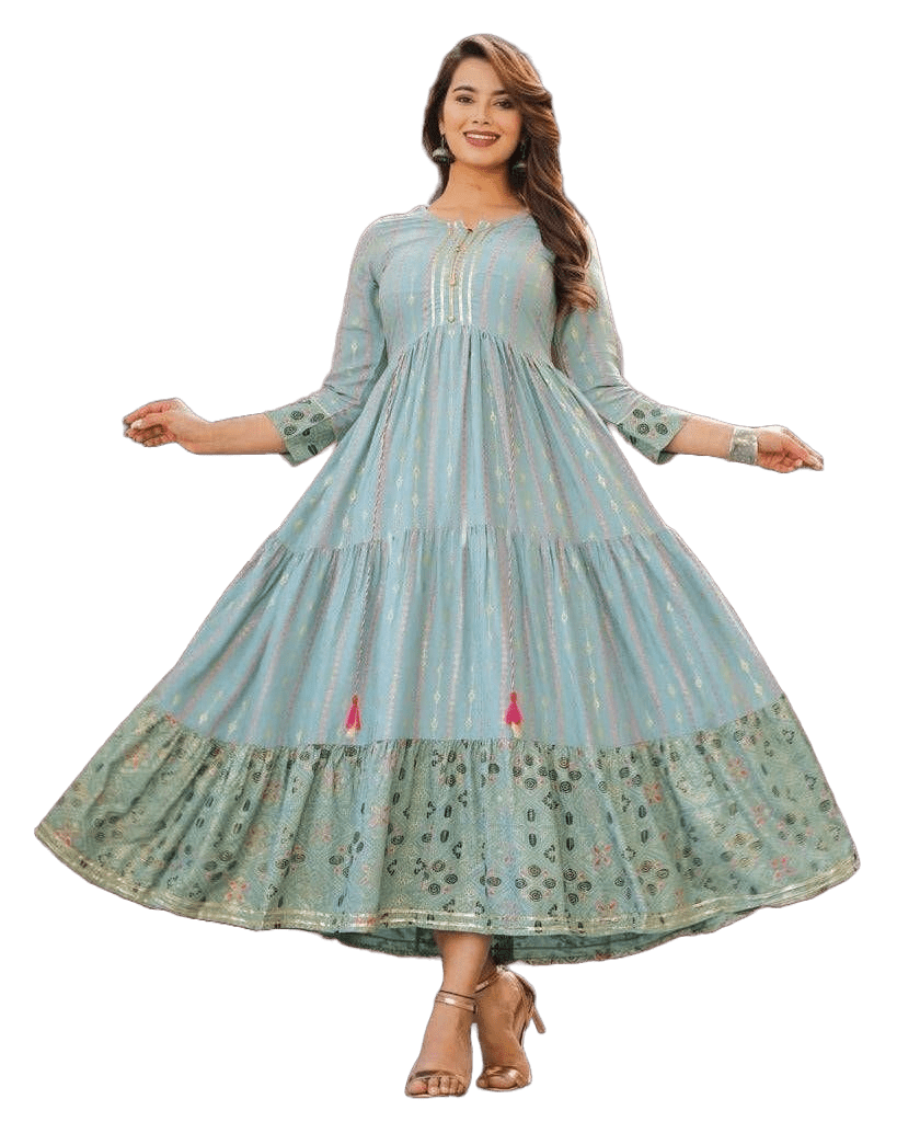 Stylish Rayon Bollywood Style Indian Kurti Gown. Ships from USA - JCS Fashions