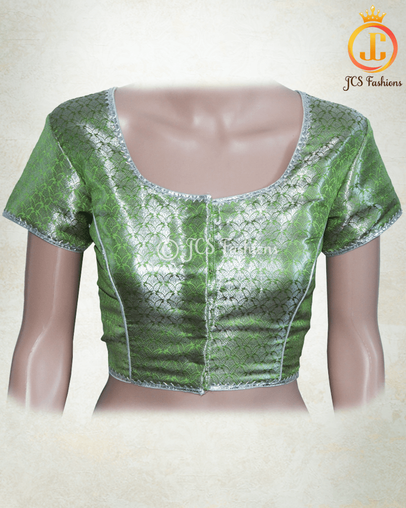 Traditional Banarasi Saree Blouse – Stitched Zari Work Blouse Blouse JCS Fashions Green 40