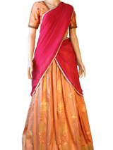 Unique and Trendy Half Saree Set For Teens | Peach LEHANGA JCS Fashions Peach Medium (38)