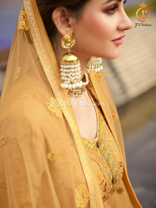 Sharara Suit With Intricate Stone and Embroidery work in Yellow