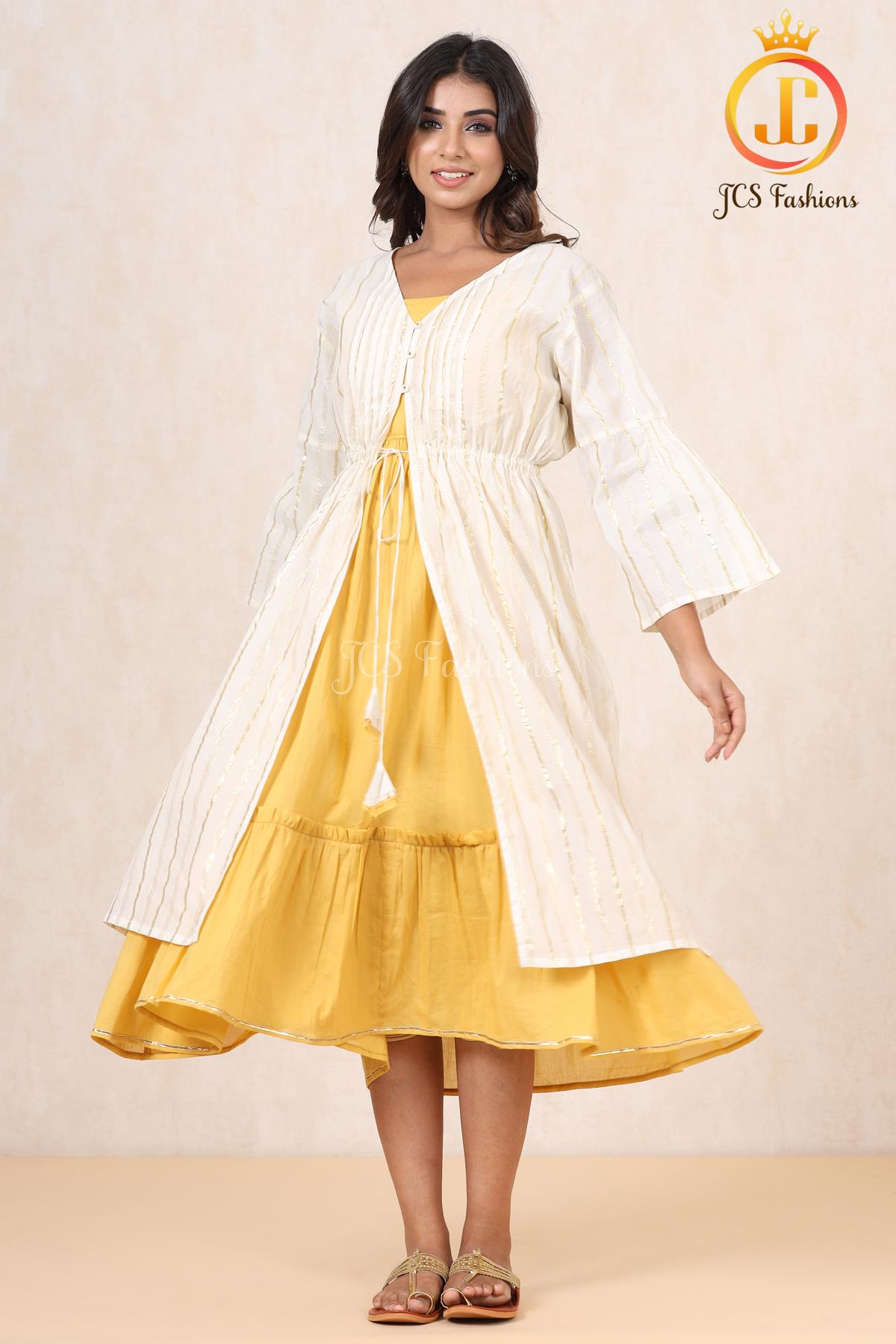 Women Double Layered Lurex Cotton Dress - JCS Fashions