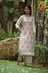 Women's Double Layered Kurta and Pant in White Sustainable JCS Fashions White Small (36)