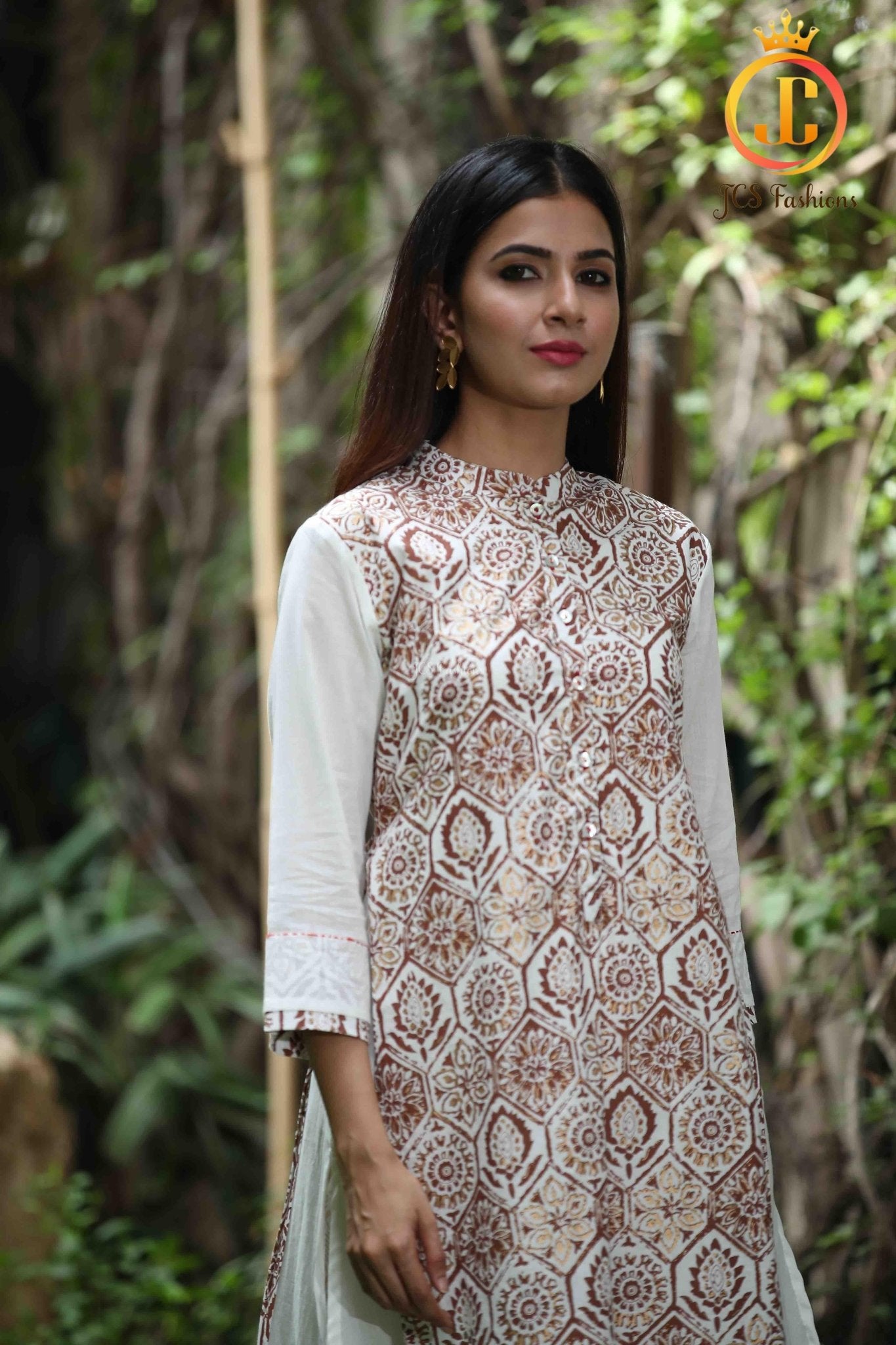 Women's Double Layered Kurta and Pant in White - JCS Fashions