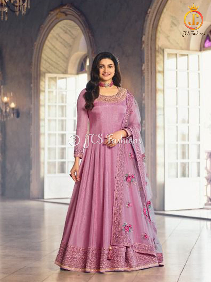 Stunning Dola Silk A-line Floor Length Gown in Mellow Mauve