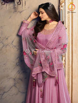 Stunning Dola Silk A-line Floor Length Gown in Mellow Mauve