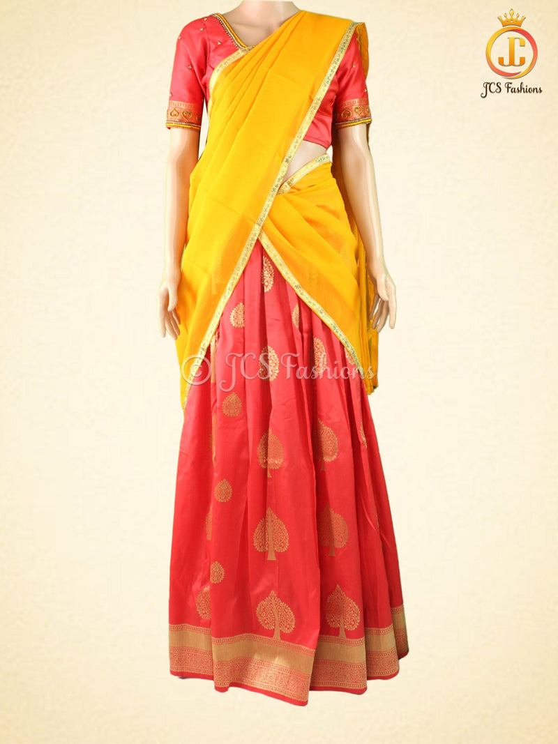 Unique and Trendy Half Saree Set  For Teens | Red