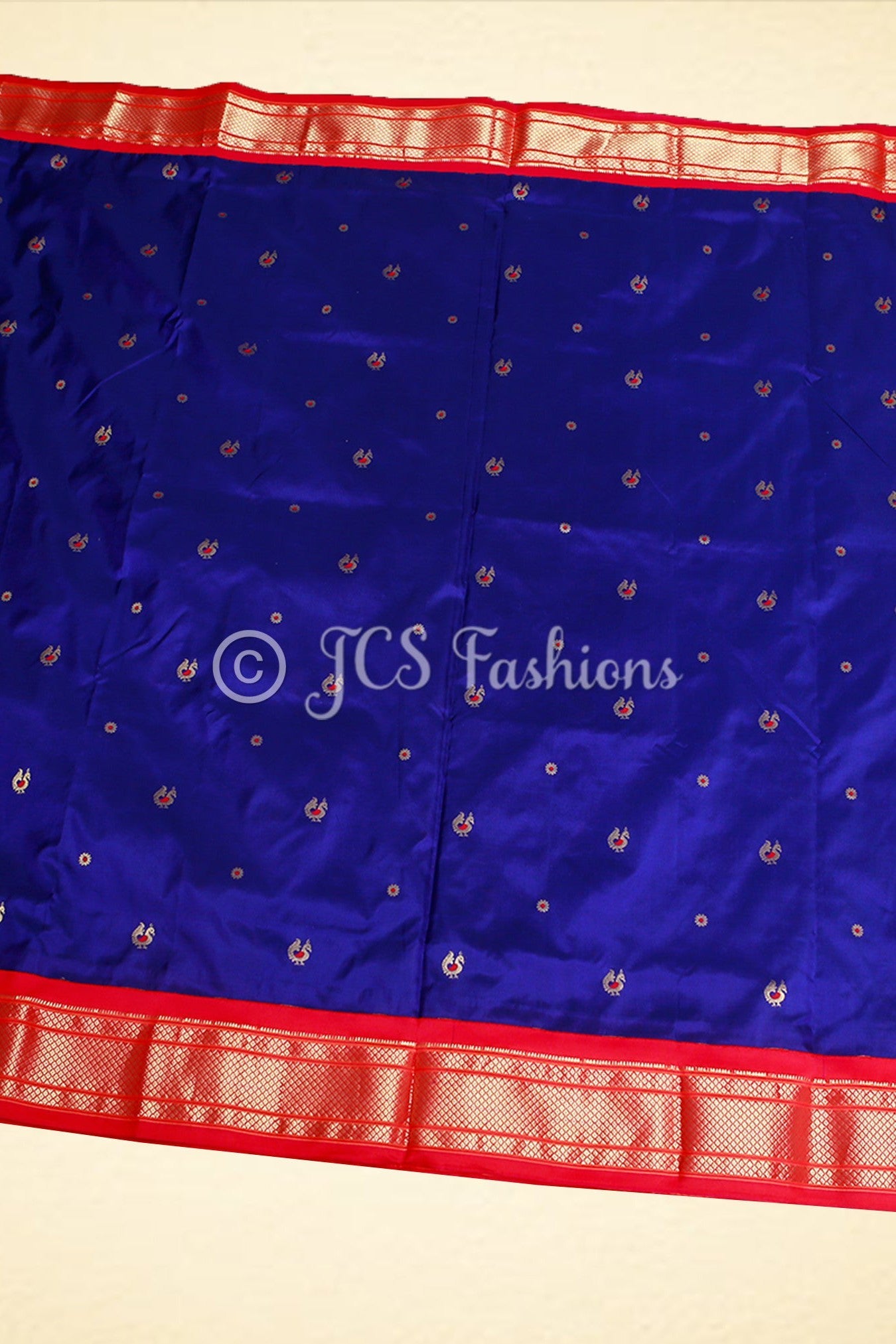 Yeola Paithani Silk Saree, Purple and Red, Fully stitched blouse - JCS Fashions