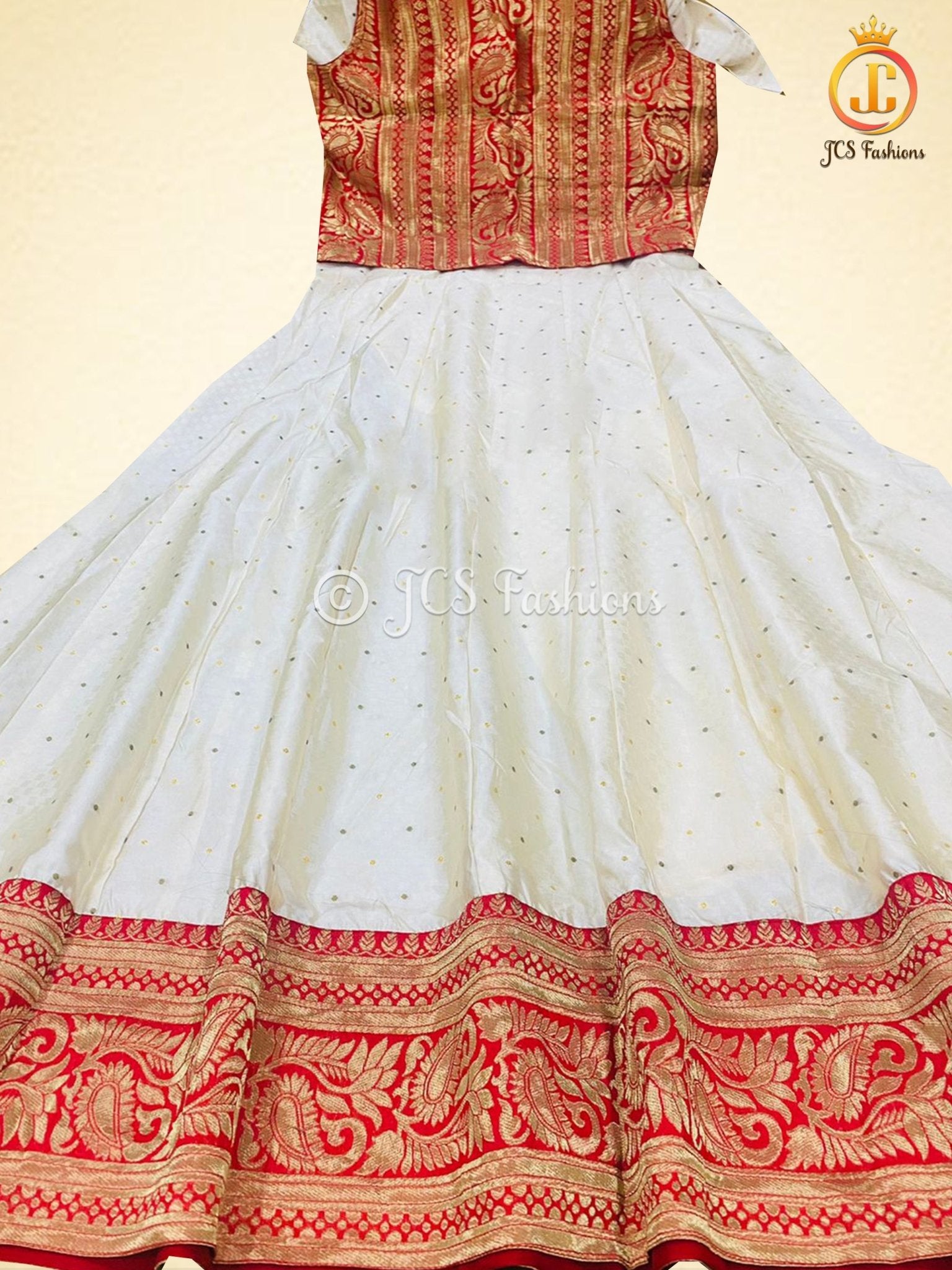 Zari weaving long gown with detachable jacket KURTI JCS Fashions